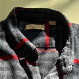 Burberry Red and Navy Checkered Fabric